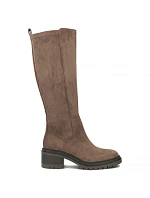 Dámske semišové čižmy na podpätku v farbe taupe Filippo DKZ8310 Dámske semišové čižmy na podpätku v farbe taupe Filippo DKZ8310