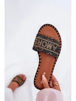 Klapki Damskie Na Płaskim Obcasie Ze Zdobieniem Czarne Dorfedi