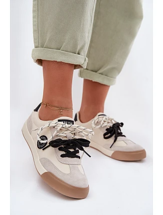 Dámske tenisky s dvojitým šnurovaním Big Star TT274168 Beige Dámske tenisky s dvojitým šnurovaním Big Star TT274168 Beige
