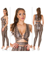 Sexy Koucla faux leather crop top with snake print