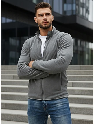 Pánska svetlosivá mikina na zips FashionStreet BX4773