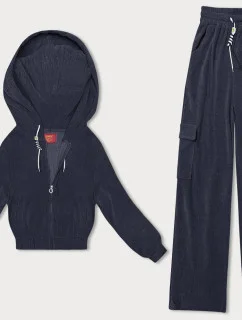 Dámska súprava mikina + nohavice námornícka modrá (AMG-322A)