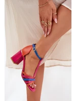 Skórzane Sandały Na Słupku Laura Messi 2879 Multikolor