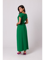 B264 Maxi šaty s elastickým pásom - zelené