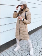 Dámska prešívaná zimná bunda s kapucňou MENSI tmavo béžová FashionStreet TY3970 Dámska prešívaná zimná bunda s kapucňou MENSI tmavo béžová FashionStreet TY3970