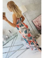 Šaty s motívom listov púdrovo ružovej