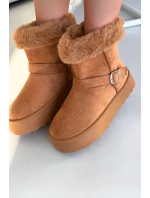 Ženské sněhule na platformě s přezkou a kožešinou Camel Jesella
