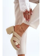 Kožené papuče Zazoo na béžovom bloku