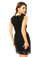 Spoločenské šaty MAYAADI Deluxe krajkové s opaskom čierne - Čierna - MAYAADI Spoločenské šaty MAYAADI Deluxe krajkové s opaskom čierne - Čierna - MAYAADI