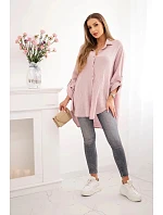 Bavlnená mušelínová košeľa nadrozmernej veľkosti 65622 Powder Pink - Kesi