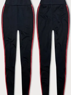 Čierno-červené športové legíny s lampasmi (YW01052-D1-5)
