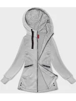 Svetlosivá dámska mikina so svetríkovou kapucňou (AMG-312A)