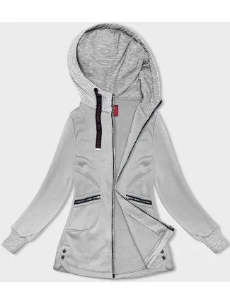 Svetlosivá dámska mikina so svetríkovou kapucňou (AMG-312A)