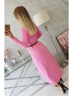 Šaty s ozdobným pásikom a nápisom light pink