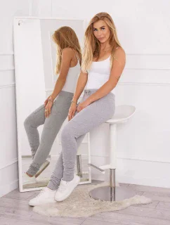 Tepláky so zaväzovaním v páse šedej