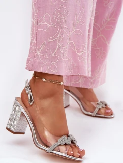 Transparentne Sandały Na Słupku D&A MR51-705 Srebrne