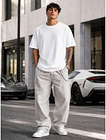Pánske základné bavlnené oversize biele tričko FashionStreet RX5683 Pánske základné bavlnené oversize biele tričko FashionStreet RX5683