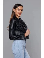 Krátka čierna bunda s golierom (11Z8039)