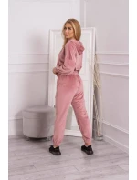 Velúrová súprava s kapucňou tmavo púdrovo ružová Velúrová súprava s kapucňou tmavo púdrovo ružová