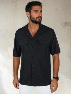 Pánske tričko s krátkym rukávom čierne FashionStreet KX1084