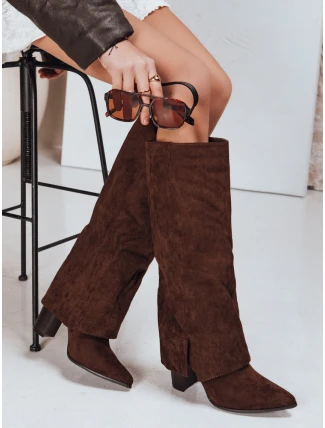 Dámske semišové kovbojské čižmy hnedé FashionStreet ZY1325