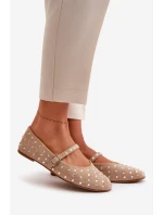 Zdobione Baleriny Z Paskiem Eko Zamszowe Beżowe Tirilissa