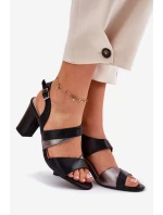 Sandały Damskie Na Słupku Sergio Leone SK866 Czarne
