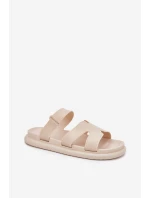 Gumowe Klapki Damskie Z Paskiem Beżowe Tavirae