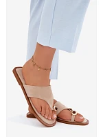 Dámské ploché žabky s ozdobným detailem Béžové Fedira