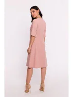 B280 Šaty s výstrihom do V - ružové