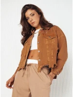 Dámska nadrozmerná džínsová bunda MOLI camel FashionStreet TY4130