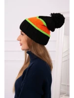Dámska čiapka Kinga K297 black+orange+green neón