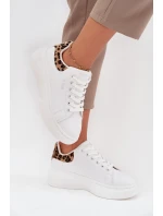 Sneakersy Damskie Na Platformie Big Star SS274247 Białe Panterka