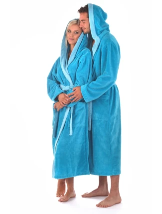 Unisex župan Tampa duo s kapucňou 3959 tyrkysový - Vestis