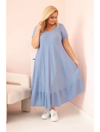 Dámske plus size šaty s krátkymi rukávmi a volánom z ľahkej viskózy