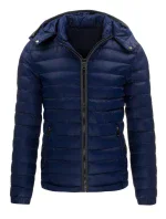 Pánska prechodová prešívaná bunda tmavo modrá - Tmavo modrá / L - DSTREET