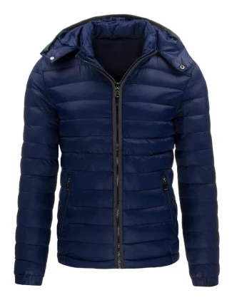 Pánska prechodová prešívaná bunda tmavo modrá - Tmavo modrá / L - DSTREET