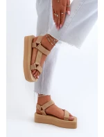 Sandały Damskie Na Platformie Beżowe Edireda