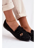 Dámské mokasíny s třásněmi a korálky Černé Teressa