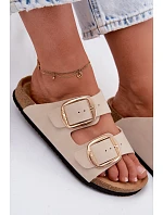 Dámské pantofle s korkovou podrážkou a přezkami Lee Cooper LCW-26-35-4454L Béžové