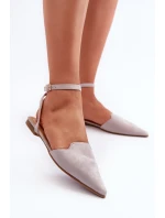 Wiązane Baleriny Eko Zamszowe Z Noskami W Szpic Szare Ellesara