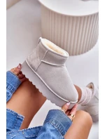 Śniegowce Damskie Na Platformie Ocieplane Futerkiem Jasnoszare Xamella