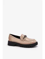 Dámské lakované mokasíny na plochém podpatku, béžová Ezoma Dámské lakované mokasíny na plochém podpatku, béžová Ezoma
