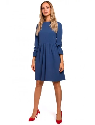 Dámske šaty s raglánovými rukávmi M465 modré - MOE Dámske šaty s raglánovými rukávmi M465 modré - MOE