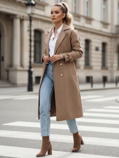 Dámsky oversize kabát CAMELLYN dlhý camel FashionStreet NY0743