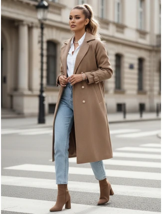 Dámsky oversize kabát CAMELLYN dlhý camel FashionStreet NY0743