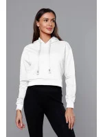 Krátka biela tepláková mikina s kapucňou (8B939-1)