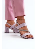 Damskie Eleganckie Sandały Na Słupku Fioletowe D&A MR38-549