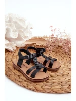 Sandałki Dziecięce Zapinane Na Rzep Czarne Sarniema