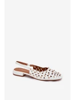 Zdobione Baleriny Na Płaskim Obcasie Białe Nilarisela